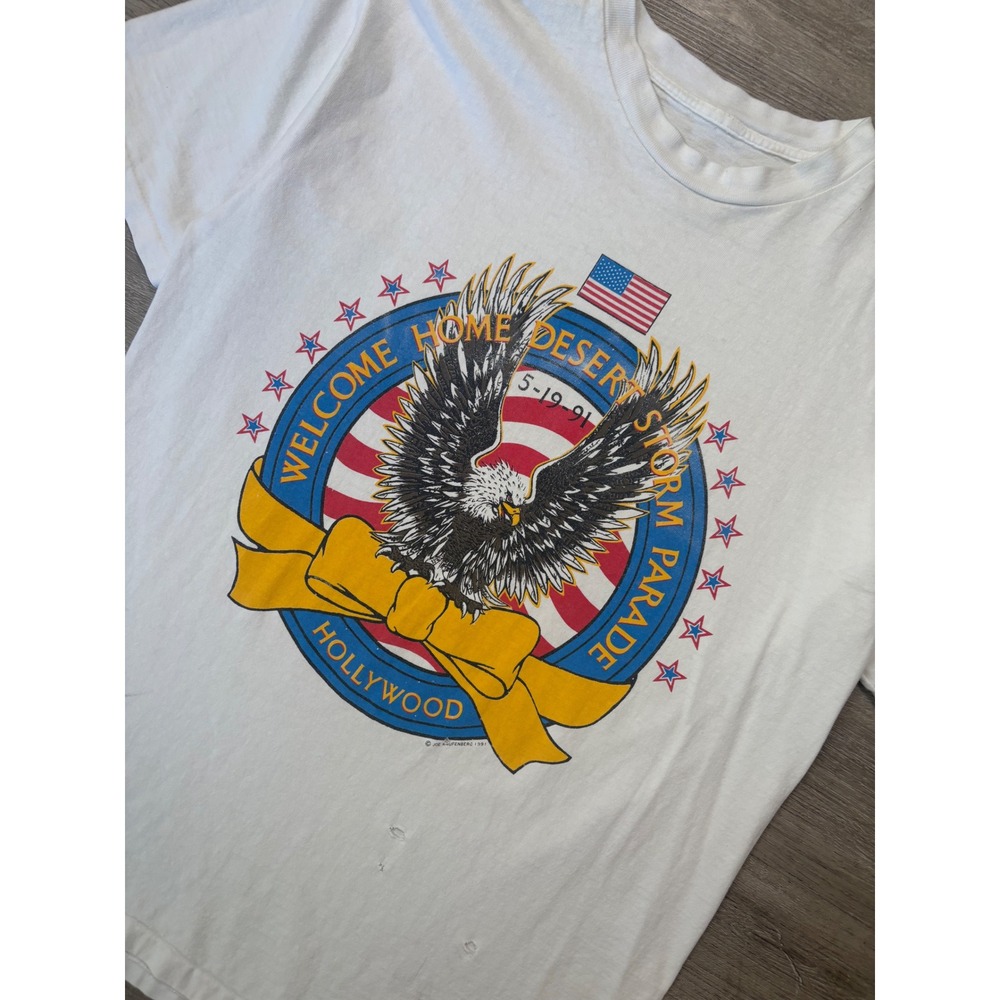 Vintage 1991 Desert Storm Single Stitch Tee Thrashed Eagle USA T-shirt - Picture 7 of 10